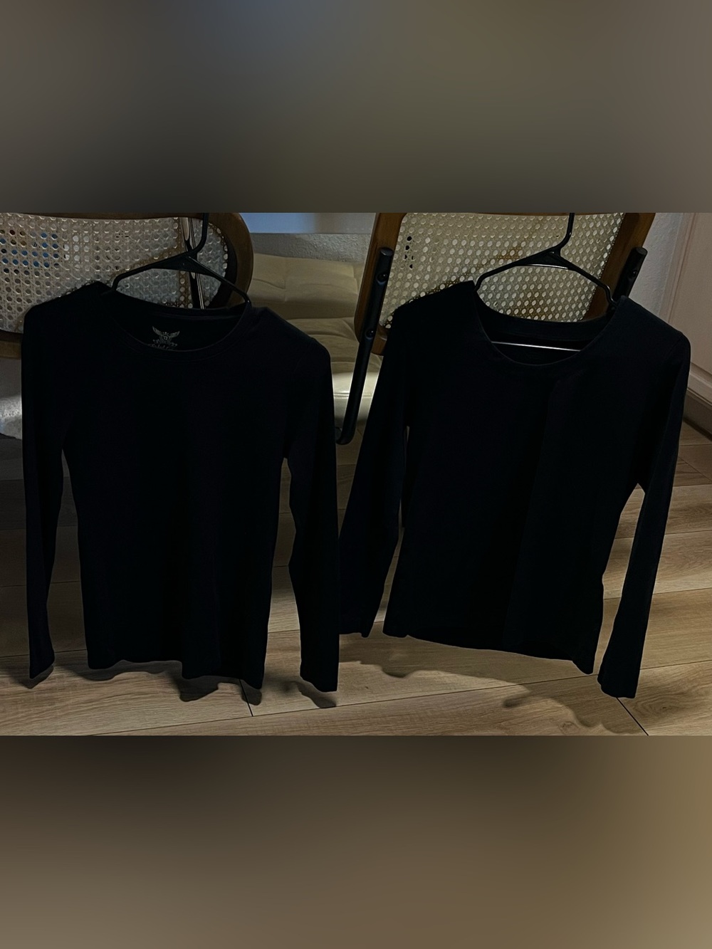 Two Classic Black Long Sleeve Tops